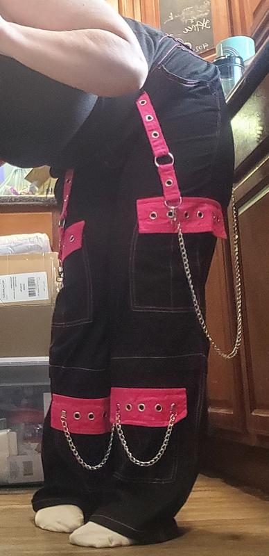 Hot Pink & Black Grommet Chain Carpenter Pants | Hot Topic
