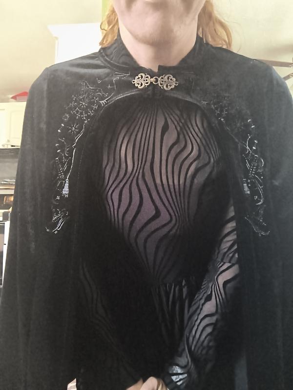 Wicked Elphaba Black Flocked Dress With Cape | Hot Topic