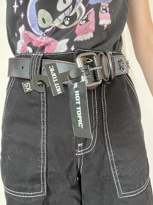 Black & Red Chain Grommet Belt | Hot Topic