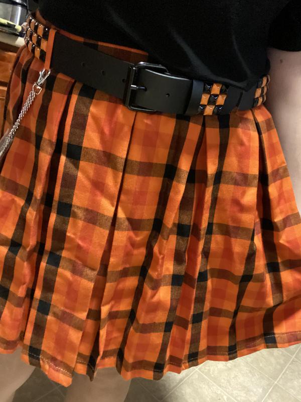 hot topic orange plaid skirt