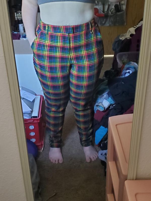 Rainbow Plaid Pants With Detachable Chain