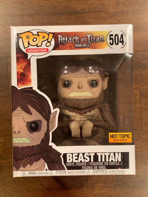 Funko Pop! Animation Attack On Titan Beast Titan Hot Topic Exclusive 6 Inch  Figure #504 for Men