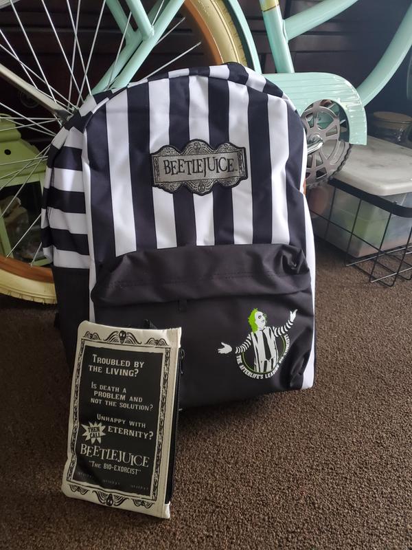 Beetlejuice Black & White Striped Backpack | Hot Topic display picture 1