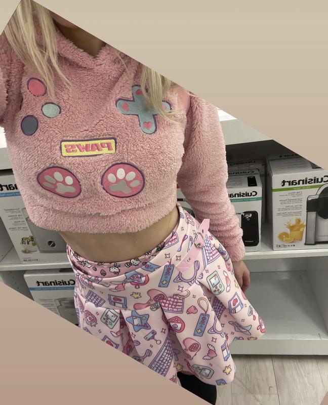 Pink Gamer Cat Girls Crop Hoodie | Hot Topic