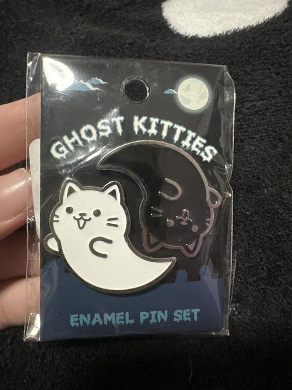 Ghosty Pocket Enamel Pin Set – Kitty With A Cupcake