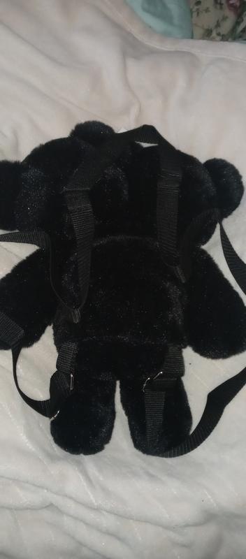 Black Double-Headed Teddy Bear Plush Backpack