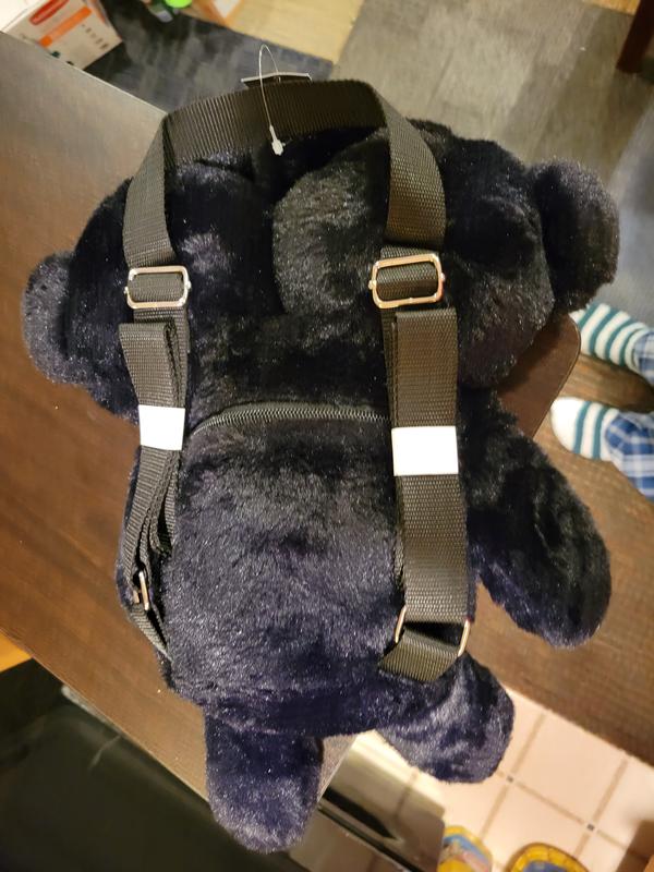 Black Double-Headed Teddy Bear Plush Backpack