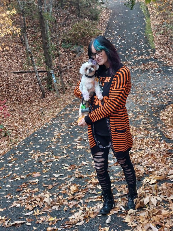 Orange & Black Stripe Oversized Girls Cardigan | Hot Topic