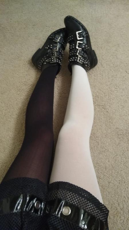 Half black hotsell half white tights