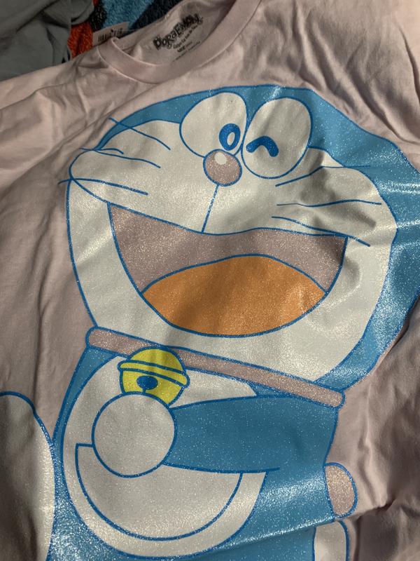 Doraemon Glitter Print Boyfriend Fit Girls T-Shirt | Hot Topic
