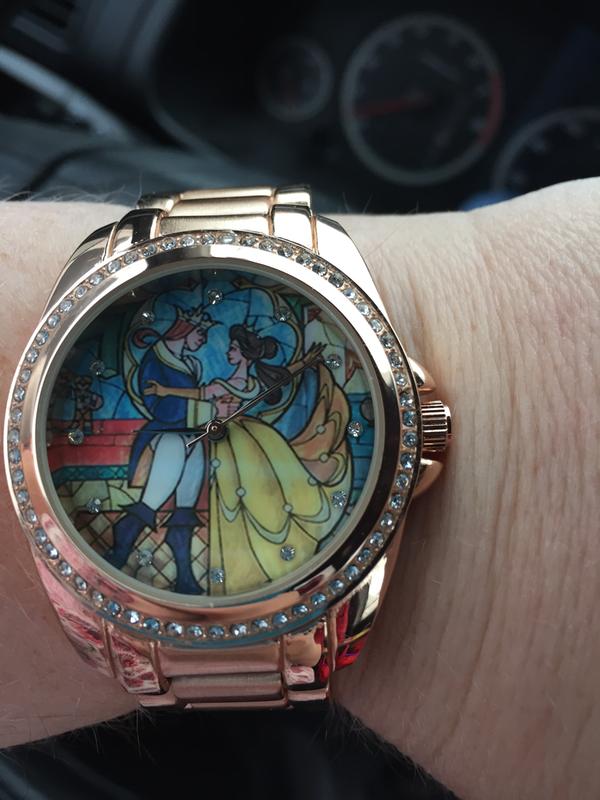Disney Beauty And The Beast Stained Glass Rose Gold Watch | Hot Topic