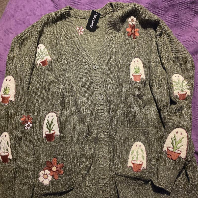Thorn & Fable Ghost Plants Girls Oversized Cardigan Plus Size