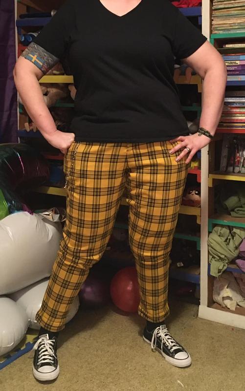 Hot Topic Yellow Plaid Pants Women's Size S Academia Punk Goth, Detachable  Chain