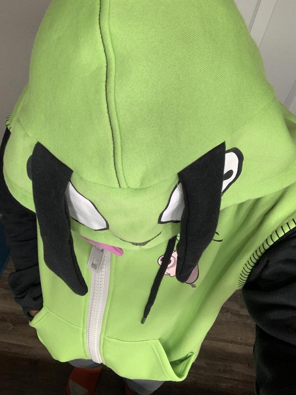 Sweat à Capuche Vintage Y2K Mighty Fine - Invader Zim GIR - Vert - Taille M (Juniors)