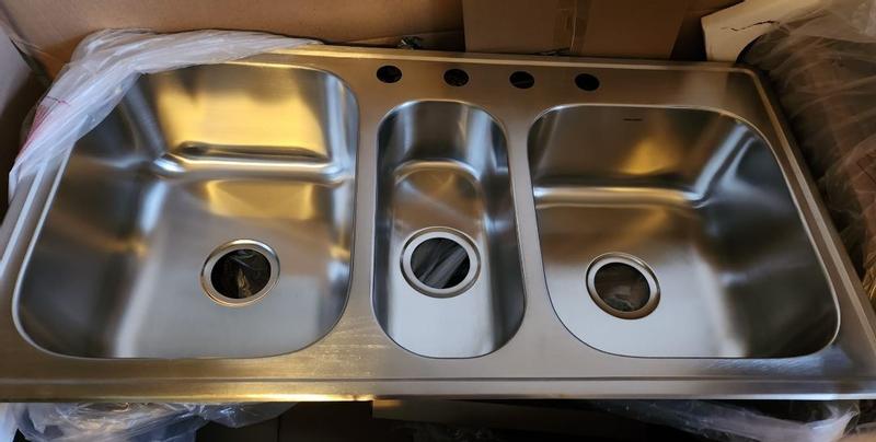 Houzer 41 Triple Bowl Stainless Steel Topmount Sink PGT-4322-1 – The Sink  Boutique