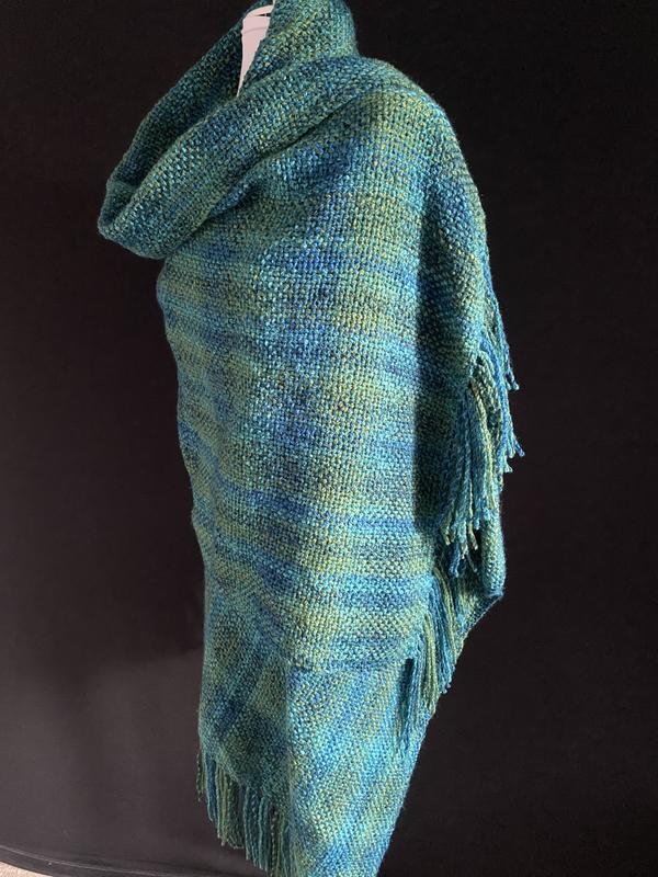 Handmade crocheted versatile wrap, shawl. Made from James C Brett marble chunky yarn. Machine selling washable