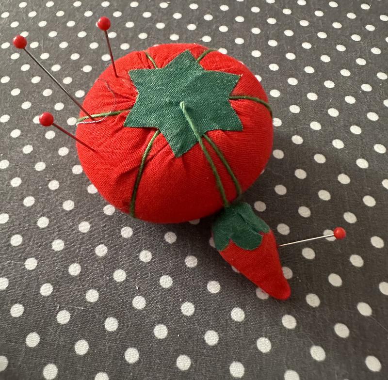tomato pin cushion, sewing notion, embroidery — Blackbird Letterpress
