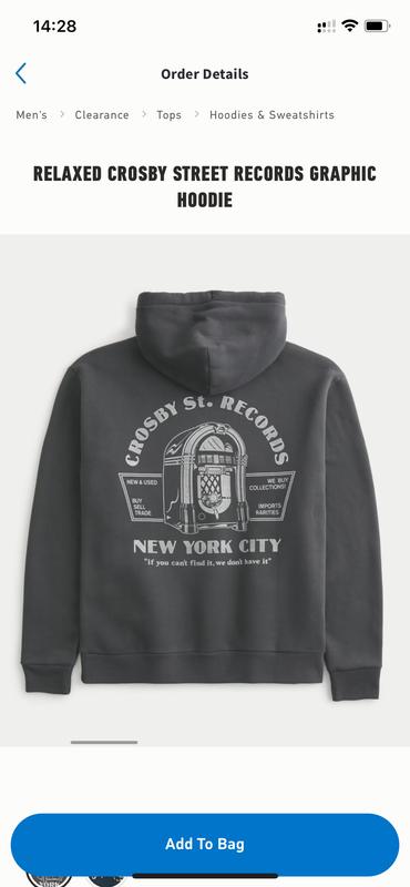 Men's Relaxed Crosby Street Records Graphic Hoodie, Men's