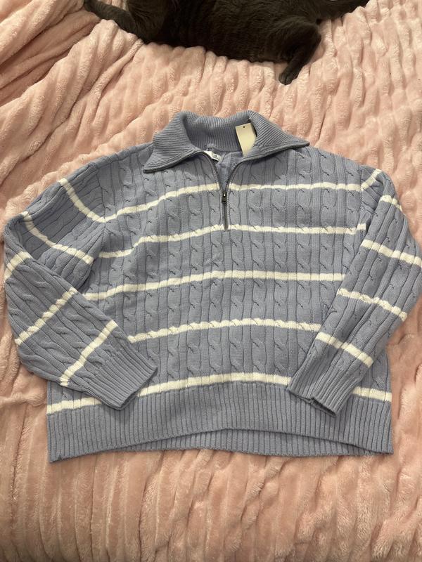 Women's Oversized Cable-Knit Half-Zip Sweater | Women's