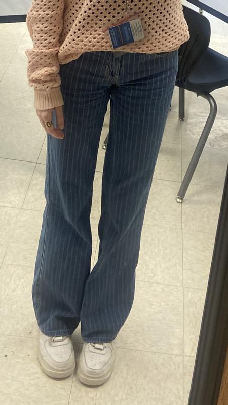 Women's Lightweight Low-Rise Medium Wash Striped Baggy Jeans, Women's  Clearance