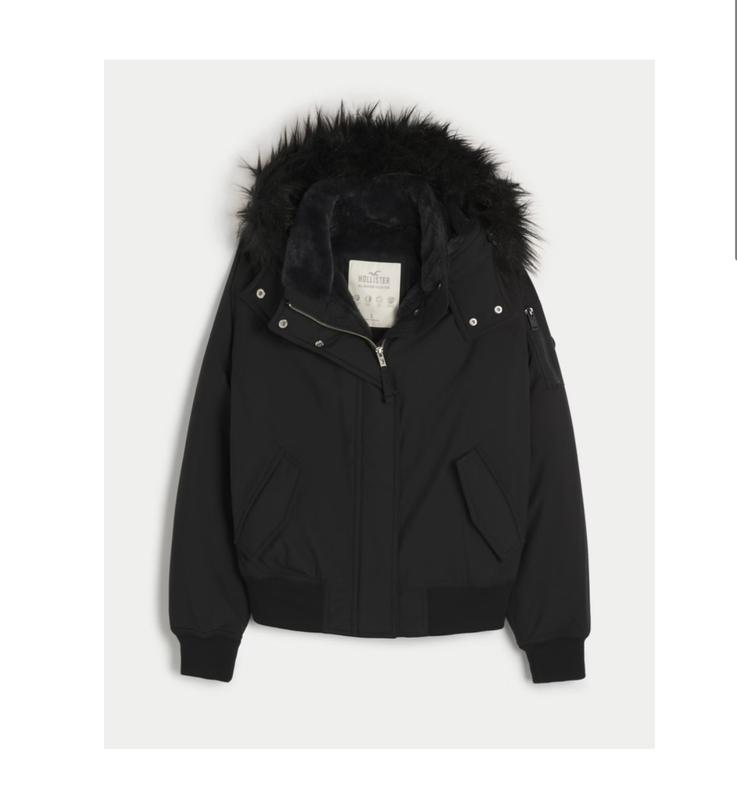 Hollister black fur clearance coat