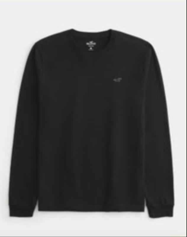 Hollister Long Sleeve T-Shirt In Black With Grey Undersleeve And Chest Logo  for Men