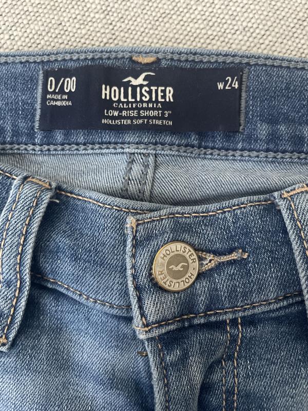 Hollister Speckled Distressed Low Rise Short Shorts in Light Wash