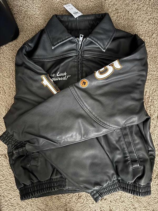 Men's Casino Graphic Vegan Leather Jacket | Men's Clearance