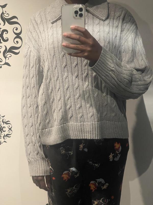 Women's Oversized Cable-Knit Half-Zip Sweater | Women's
