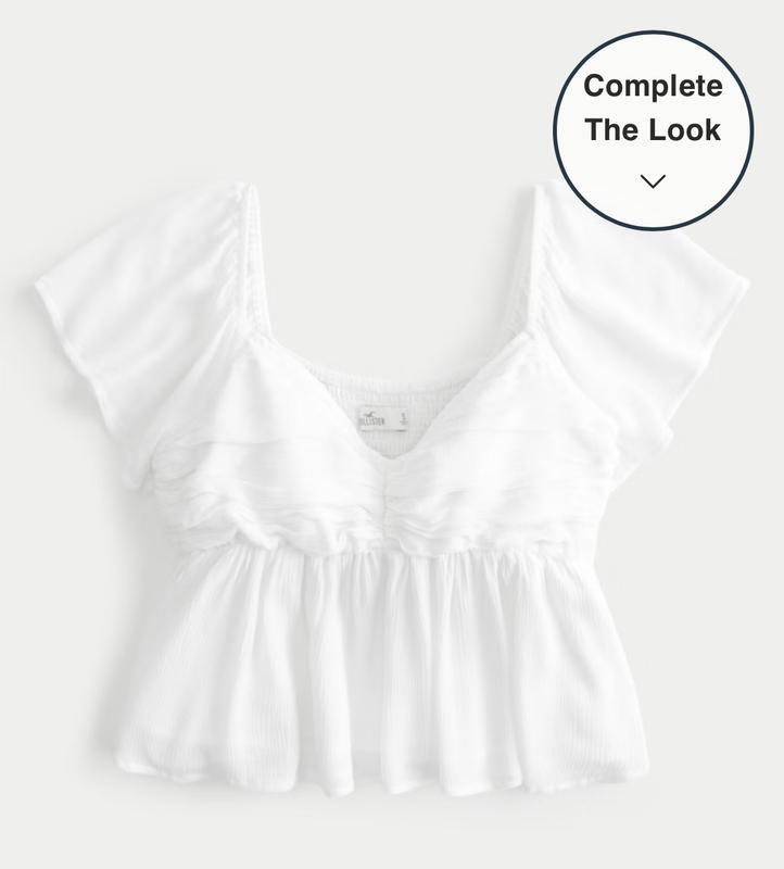 Hollister tie front babydoll top in white floral