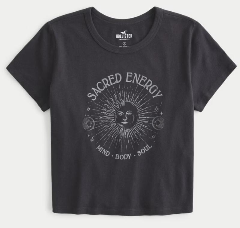 Women's Easy Sacred Energy Graphic Baby Tee, Women's Clearance