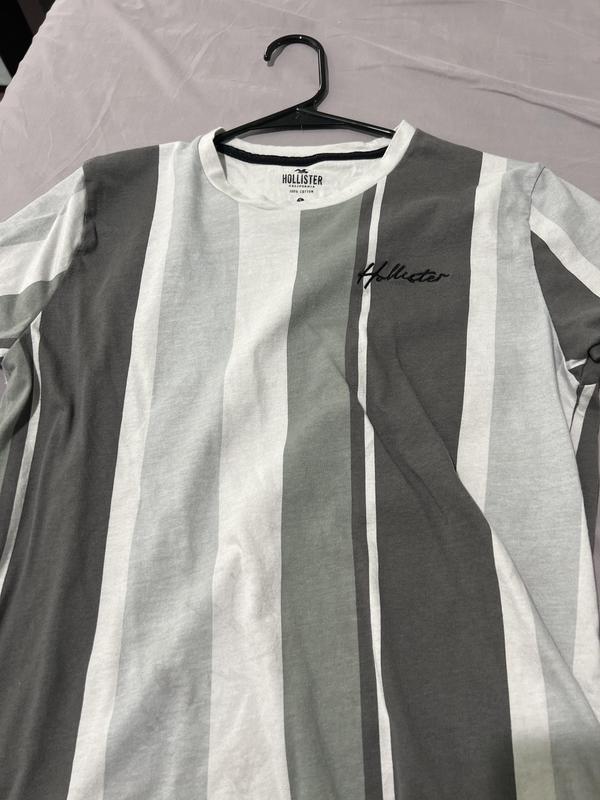 HOLLISTER Shirt Mens 15 XS Grey & White Narrow Stripes - Brandinity