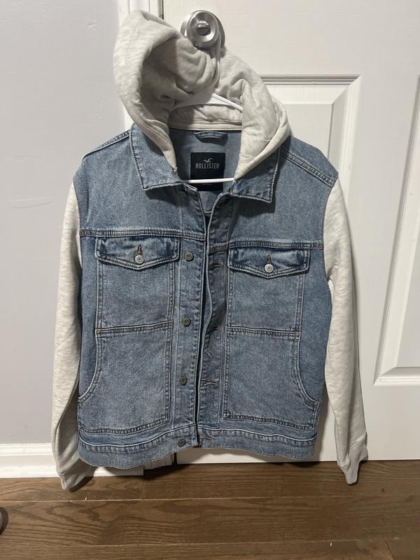 Hollister hooded denim jacket mens best sale