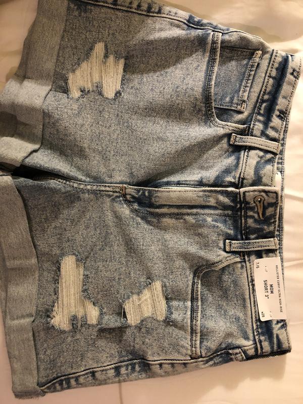 Hollister Mom Jeans Womens 0 / 24 Ultra High Rise Distressed Stretch Light  Wash