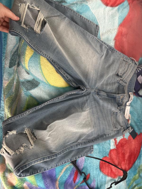 High-Rise Ripped Dark Wash Super Skinny Jeans