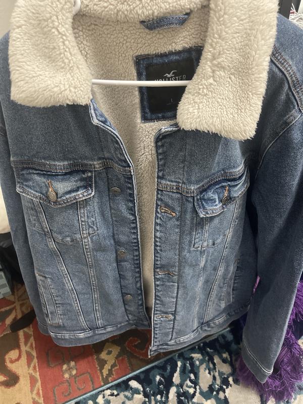 Hollister jean jacket with fur new arrivals