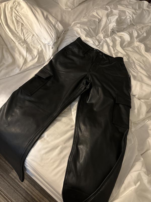 Women's Ultra High-Rise Vegan Leather Dad Pants, Women's Clearance