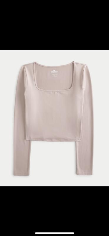 Women's Long-Sleeve Seamless Fabric Square-Neck Top