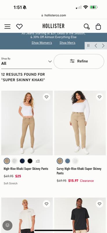 Women s High Rise Khaki Super Skinny Pants Women s Bottoms HollisterCo
