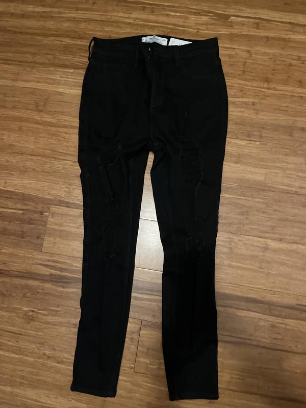 Women s Curvy High Rise Ripped Black Super Skinny Jeans Women s Clearance HollisterCo