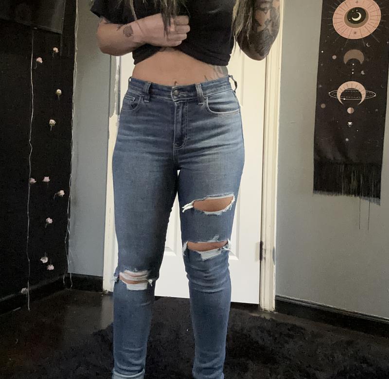 Ripped high rise super skinny jeans hot sale