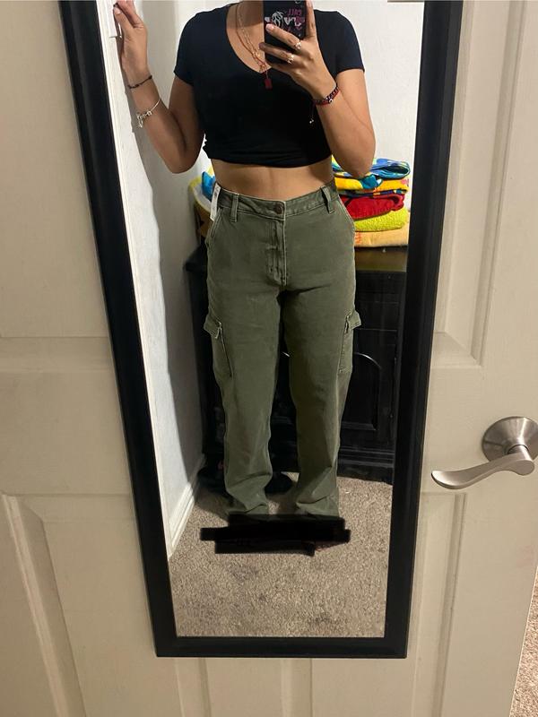 Hollister Dad Fit Carpenter Jeans In Olive Green for Women