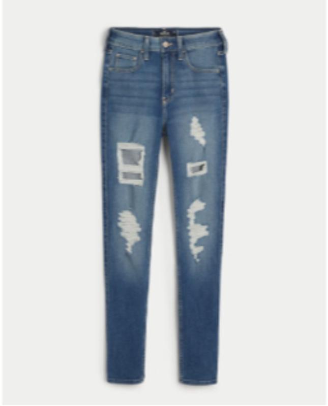 Blue ripped store jeans hollister