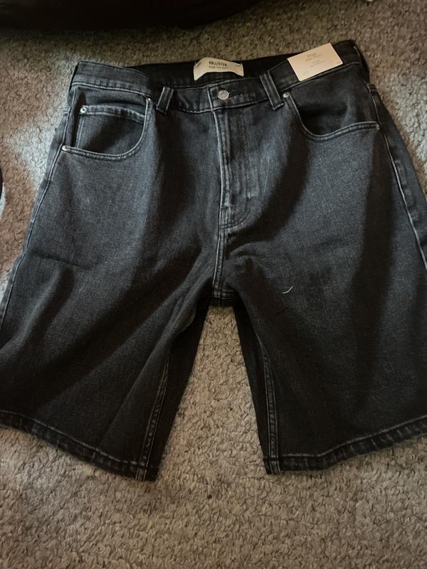 Men's Washed Black Baggy Denim Shorts | Men's Bottoms
