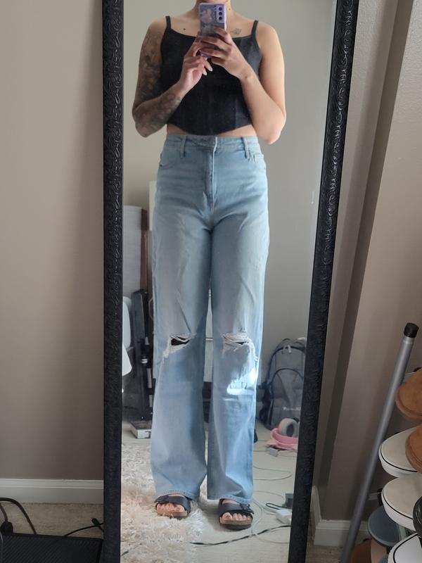 Ultra High-Rise Ripped Light Wash Dad Jeans