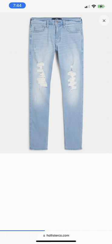 Men's Ripped Light Wash Skinny Jeans