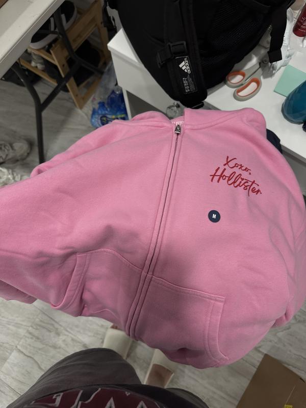 Women's Hollister Feel Good Easy Zip-Up Xoxo Graphic Hoodie