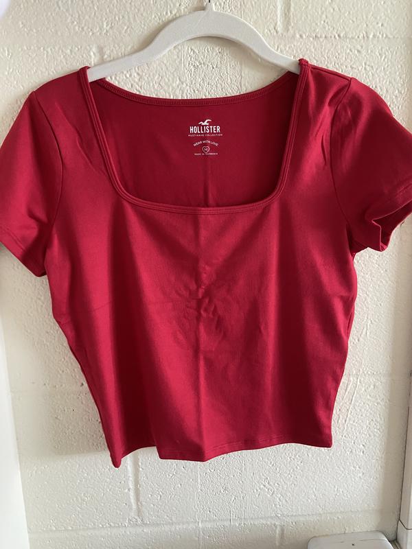 Women's Seamless Fabric Square-Neck Baby Tee