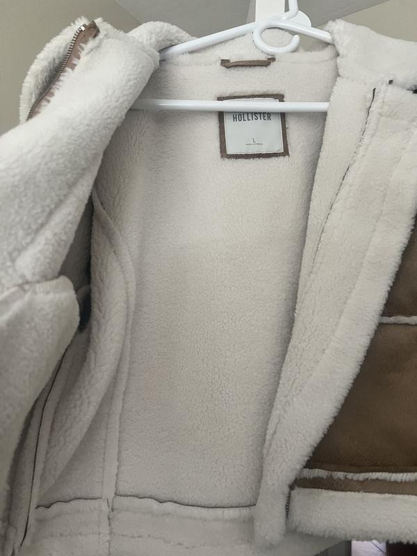 Hollister faux shearling biker jacket online