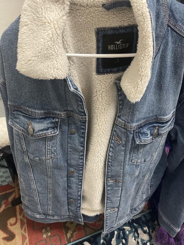 Hollister denim jacket store with fur